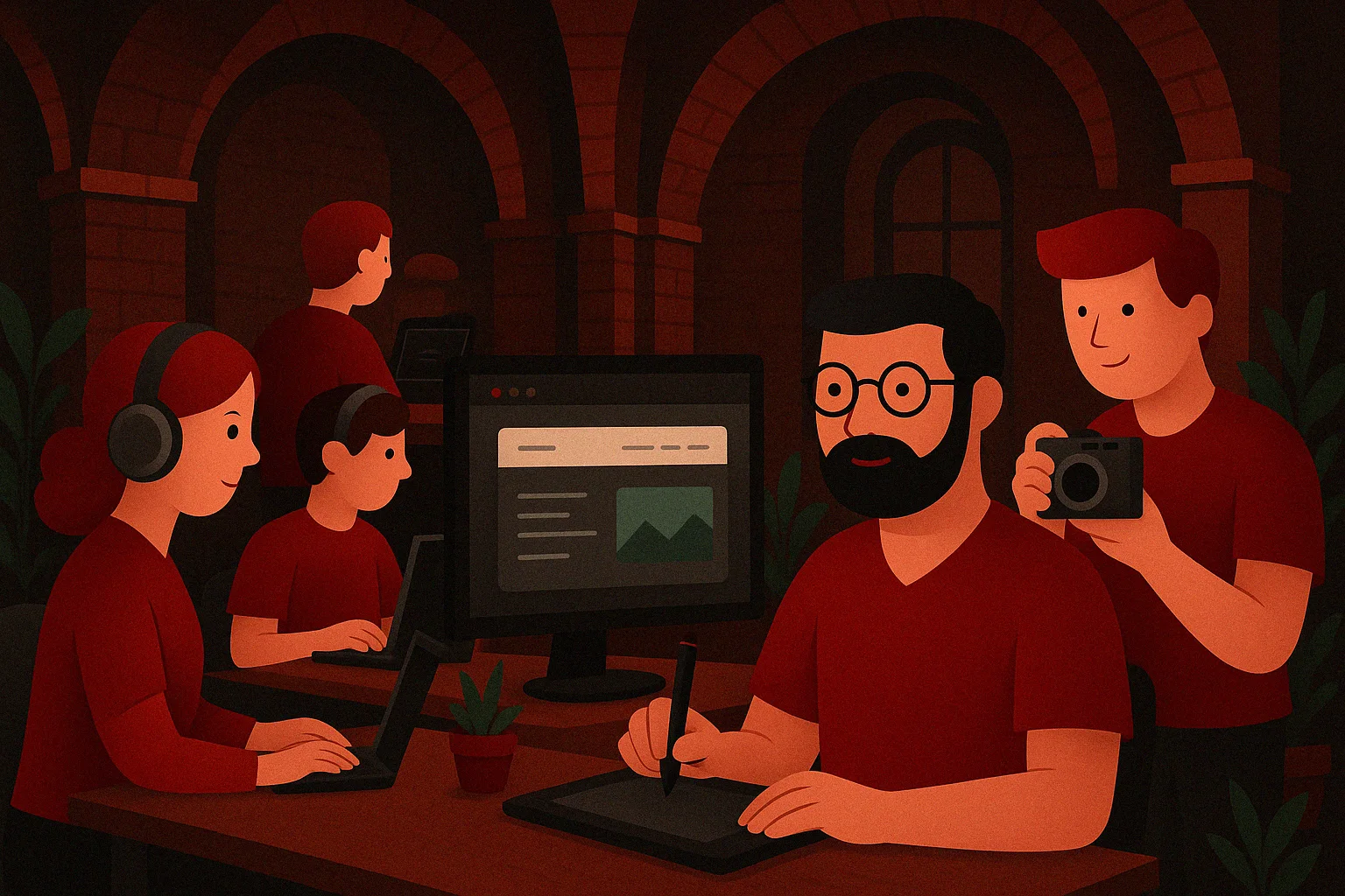 Il team di Ermes Digital al lavoro nello studio
